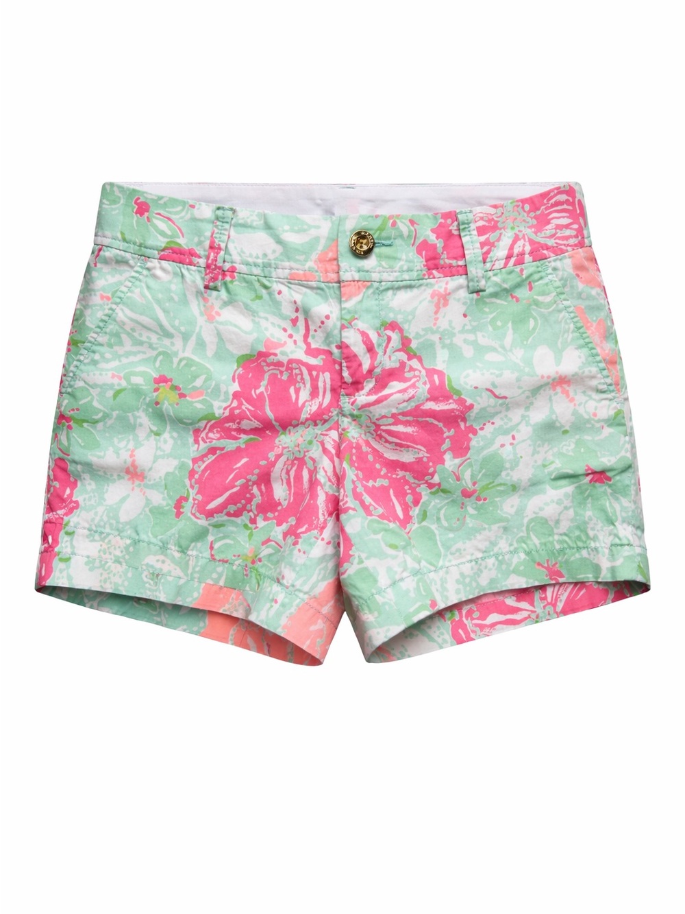 Lilly Pulitzer Callahan Shorts Size 4 Pink Green Floral 100% Cotton